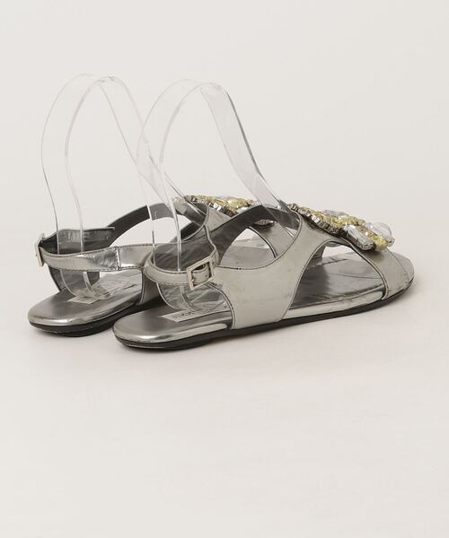 JIMMYCHOOシルバーサンダル36.5 JIMMY CHOO（ジミーチュウ） フラットサンダル 37 シルバー レディース
