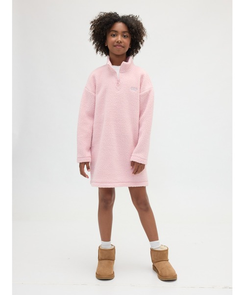 ラッセルノ ゴルフ フード裏ボア ハーフジップ ワンピース ピンク サイズ1 ラッセルノ ゴルフ フード裏ボア ハーフジップ ワンピース ピンク サイズ1