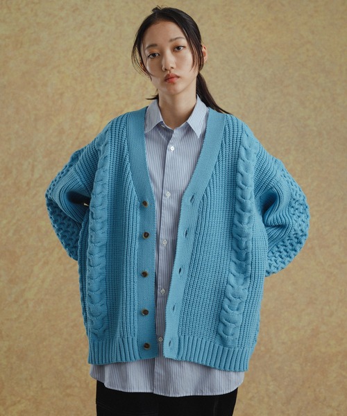 ADAM ET ROPE'（アダムエロペ） ニットカーディガン M サックスブルー