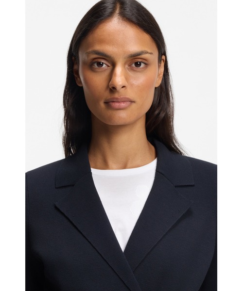 BOSS フロントジップ ジャケット ニット　L BOSS（HUGO BOSS） コート アウター ニットブレザー アシンメトリー