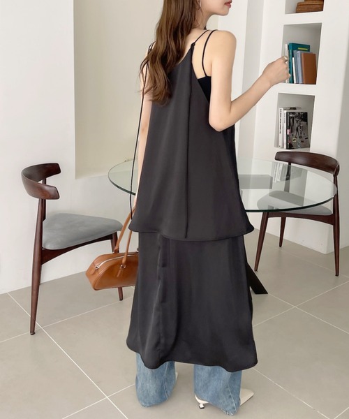 「Eclat one」 キャミソールワンピース FREE ブラック レディース_画像7