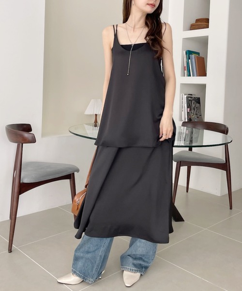 「Eclat one」 キャミソールワンピース FREE ブラック レディース_画像8