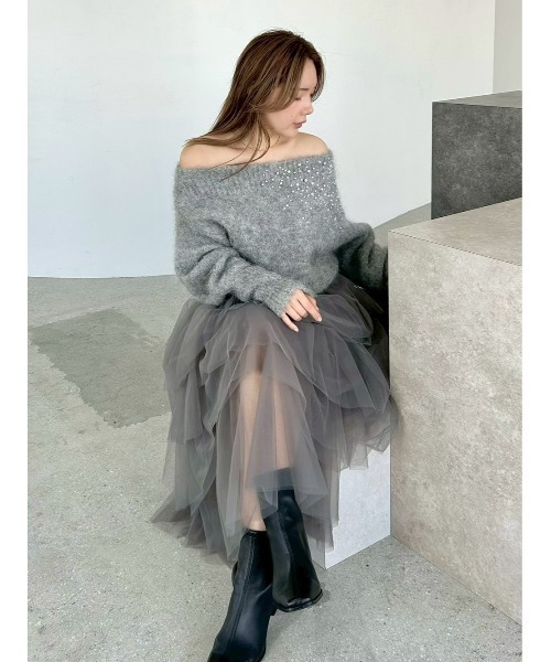 FRAY I.D（フレイ・アイディー） スカート チュールアシメティアード