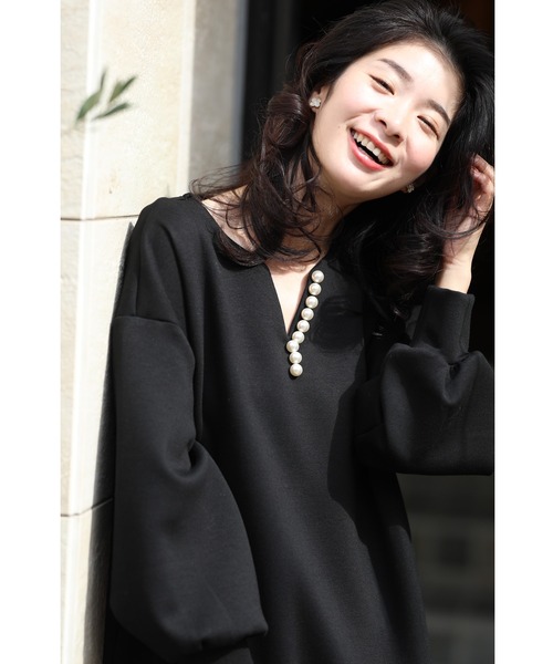 「CAWAII」 長袖ワンピース FREE ブラック レディース_画像3