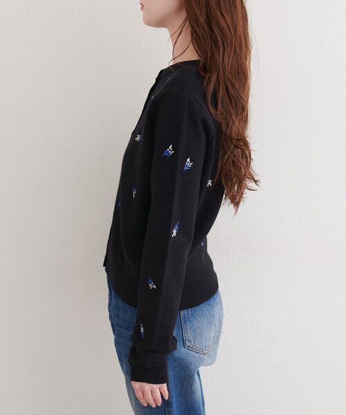 ライトブルー クロップドカーディガン シップス SHIPS 〈手洗い可能〉ブルー FOX クルーネック カーディガン