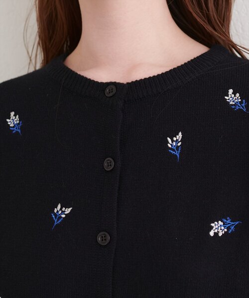 Rene フラワー刺繍カーディガン　パール　ブラック 36 岸本セシルさん着用】フラワー刺繍カーディガン | N. Natural Beauty