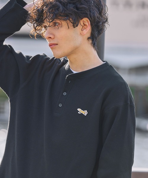 希少 STONE  上質 刺繍ロゴ デザイン ヘンリーネック シャツ PENNEYS（ペニーズ） ヘンリーネック tシャツ PENNEYS/ぺニーズ 別注
