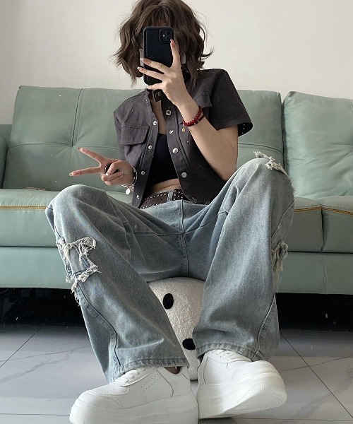 「almo」 「burlesque」デニムパンツ MEDIUM ブルー レディース_画像7