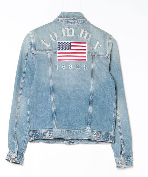 「TOMMY JEANS」 刺繍デニムジャケット X-SMALL ネイビー メンズ_画像2