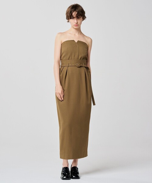 【美品】uncrave アンクレイヴ メルトン ウール混 タイト スカート 1 uncrave（アンクレイヴ） タイトスカート 1 ベージュ レディース