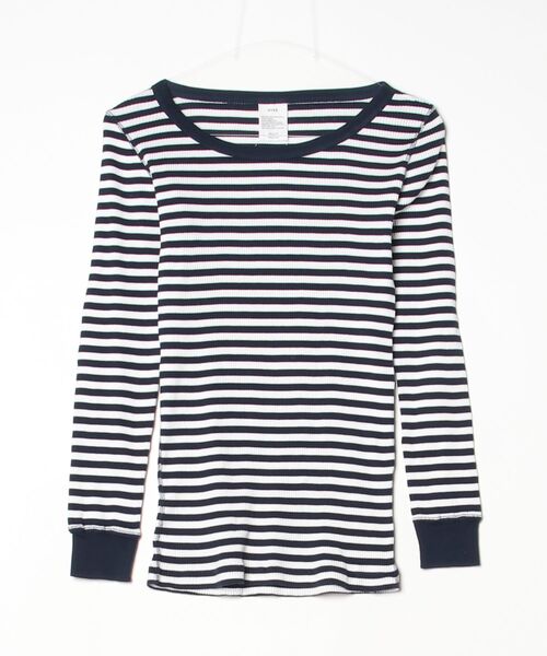 HYKE＊ボーダーTシャツ HYKE（ハイク） *ボーダーカットソー*1ブラックホワイト長袖ロングT