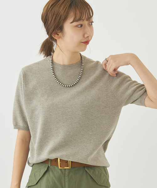 「Plage」 半袖ニット - ベージュ レディースの画像