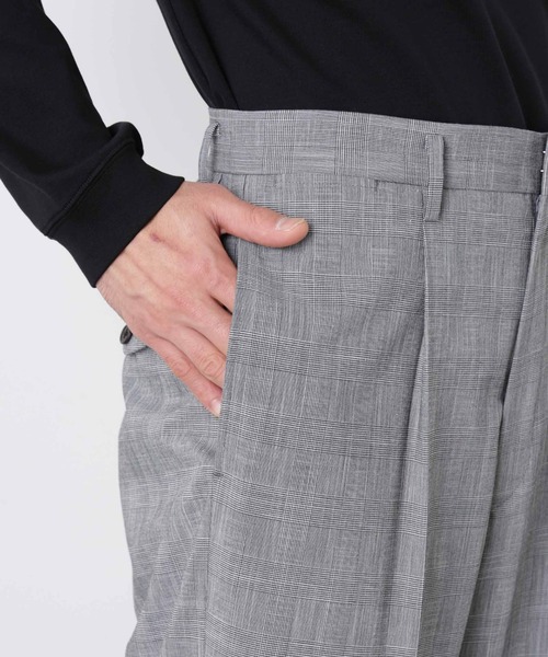 スラックス グレンチェックストレートパンツ（セットアップ可） メンズ