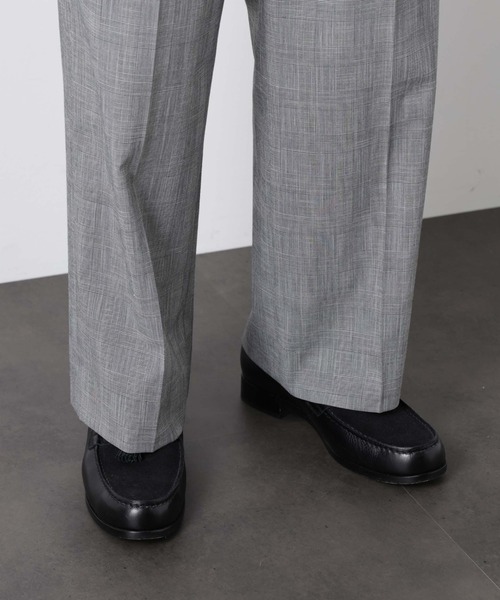 スラックス グレンチェックストレートパンツ（セットアップ可） メンズ