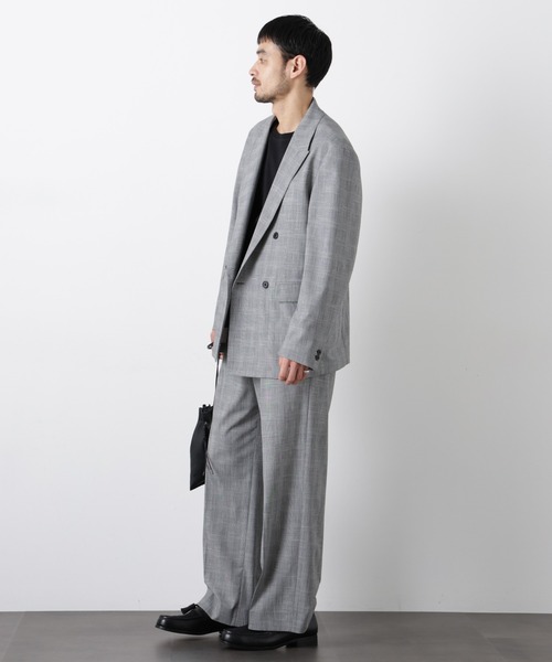 スラックス グレンチェックストレートパンツ（セットアップ可） メンズ