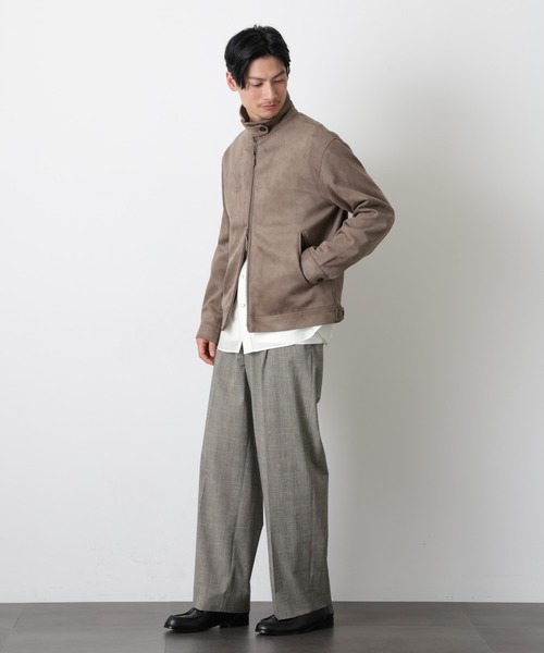 スラックス グレンチェックストレートパンツ（セットアップ可） メンズ