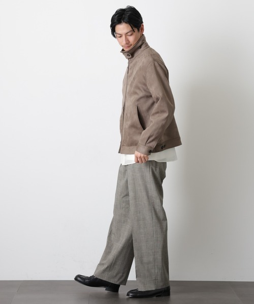スラックス グレンチェックストレートパンツ（セットアップ可） メンズ