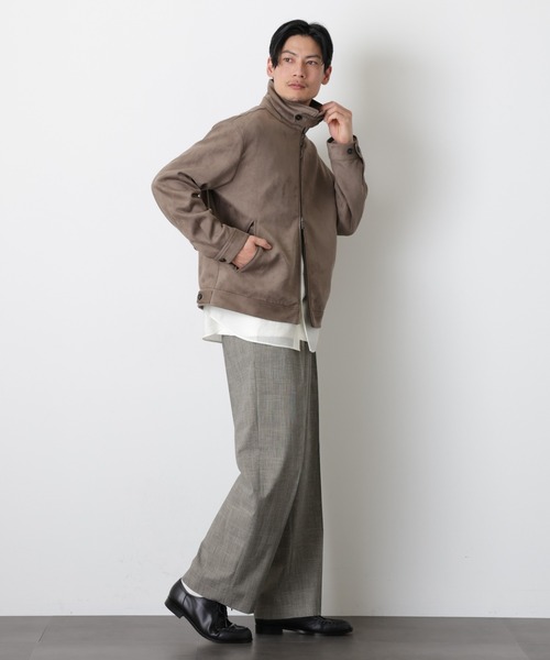 スラックス グレンチェックストレートパンツ（セットアップ可） メンズ