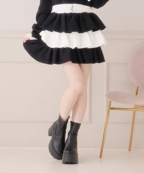 Pal elfy スカート バイカラーニットティアードスカート : ZOZOTOWN
