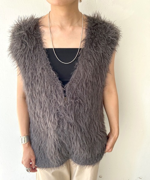 「SHENERY」 ニットベスト FREE チャコールグレー レディース_画像2