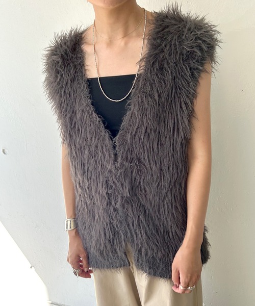 「SHENERY」 ニットベスト FREE チャコールグレー レディース_画像3