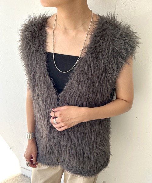 「SHENERY」 ニットベスト FREE チャコールグレー レディース_画像6