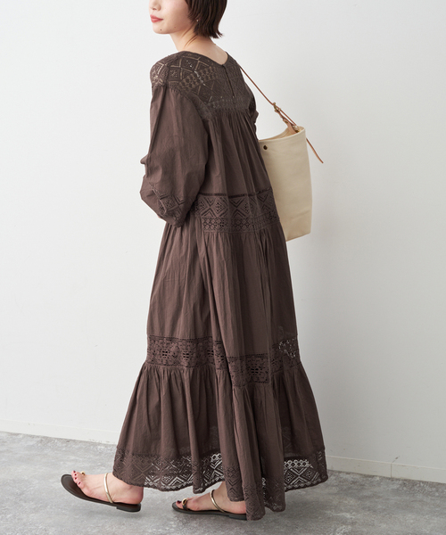 Spick&Span web限定　HYUレースギャザーワンピース Spick＆Span（スピック アンド スパン） ワンピース 「新色有り / 追加