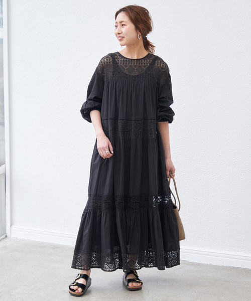 Spick&Span web限定　HYUレースギャザーワンピース Spick＆Span（スピック アンド スパン） ワンピース 「新色有り / 追加