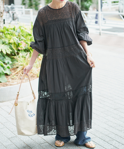 Spick&Span web限定　HYUレースギャザーワンピース Spick＆Span（スピック アンド スパン） ワンピース 「新色有り / 追加