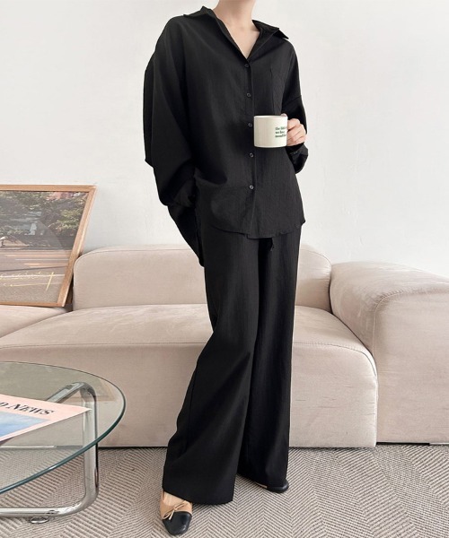 セットアップ シャツ×ワイドパンツセットアップ レディース : ZOZOTOWN