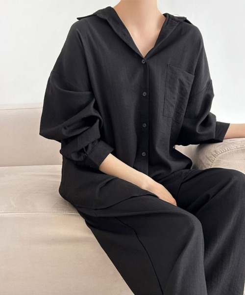pbdシャツ パンツ セットアップ 44 セットアップ シャツ×ワイドパンツセットアップ レディース : ZOZOTOWN