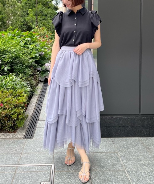 AND COUTURE（アンドクチュール） ロング スカート チュールティアード