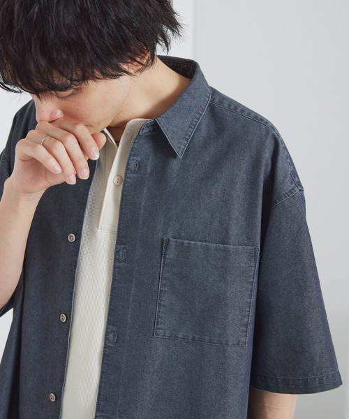 MariOFEAR OF GOD デニムシャツ 半袖 MONO-MART（モノマート） シャツ フェード加工 ルーズ レギュラー