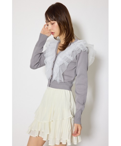 rienda（リエンダ） カーディガン フリルチュールニットカーディガン