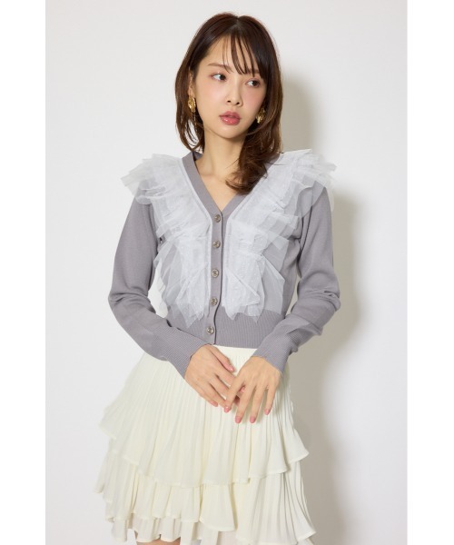 rienda（リエンダ） カーディガン フリルチュールニットカーディガン