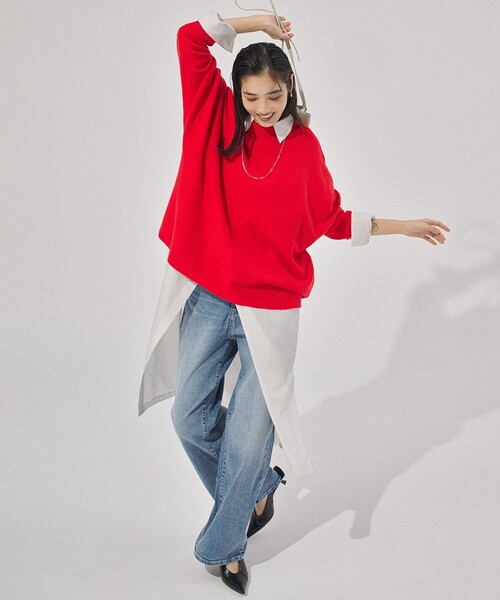 「UNFILO」 長袖ニット X-LARGE グレー レディース_画像3