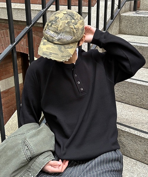 kutir（クティール） tシャツ HENLEY NECK ASSORTED RAGLAN THERMAL