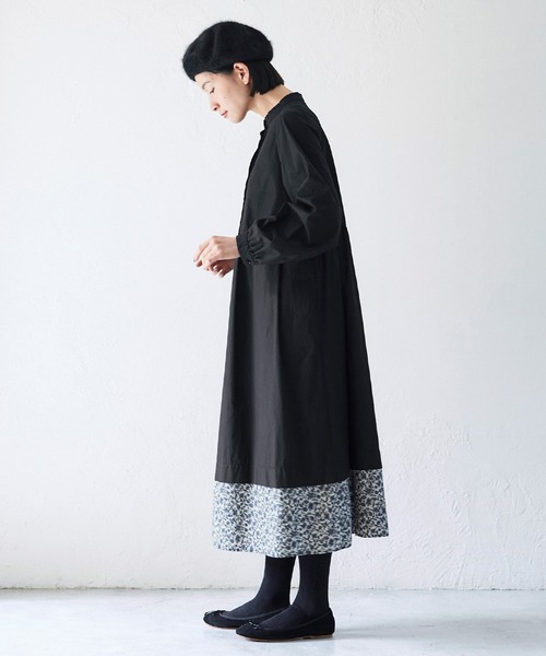 「Sunny clouds」 長袖ワンピース MEDIUM ブラック系その他 レディース_画像2