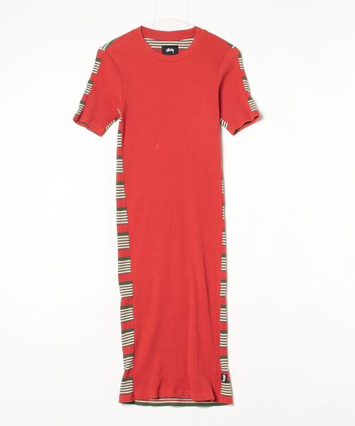 STUSSY（ステューシー） 半袖ワンピース S レッド レディース
