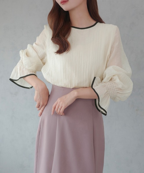 「CENEA」 長袖ブラウス LARGE アイボリー レディース_画像2