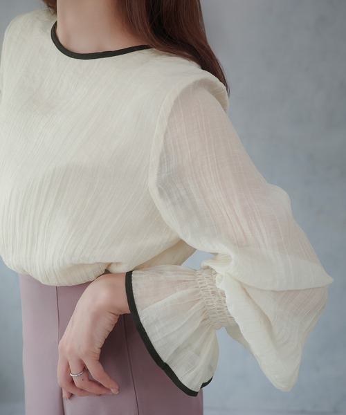 「CENEA」 長袖ブラウス LARGE アイボリー レディース_画像4