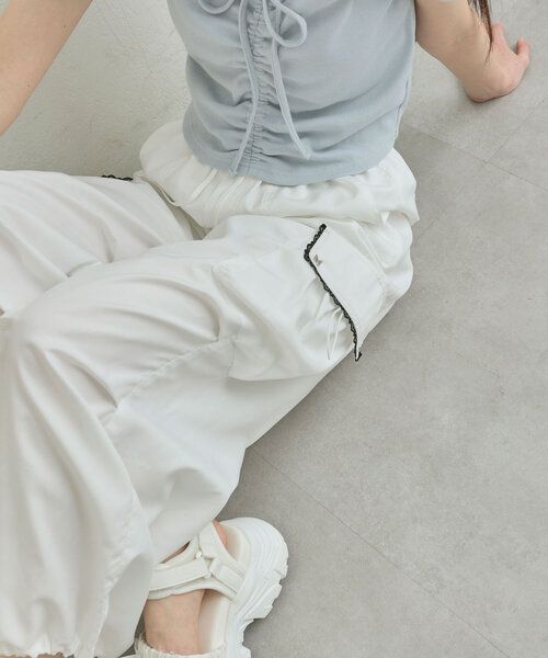 「OLIVE des OLIVE」 カーゴパンツ FREE オフホワイト レディース_画像2