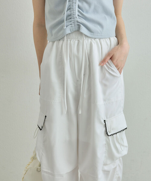 「OLIVE des OLIVE」 カーゴパンツ FREE オフホワイト レディース_画像4