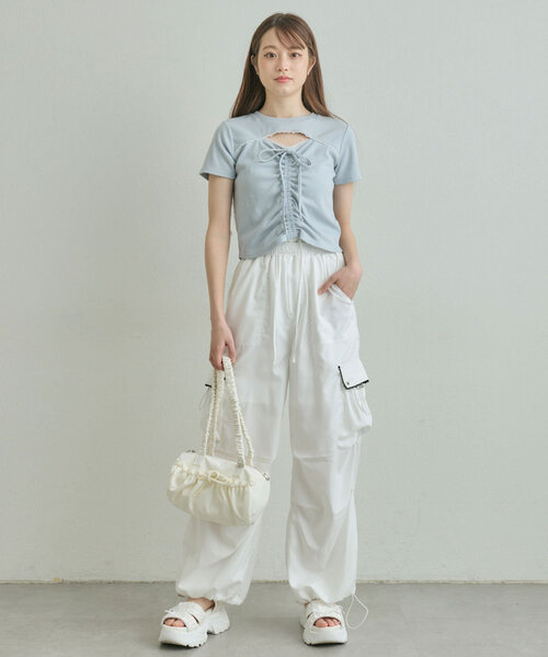 「OLIVE des OLIVE」 カーゴパンツ FREE オフホワイト レディース_画像5