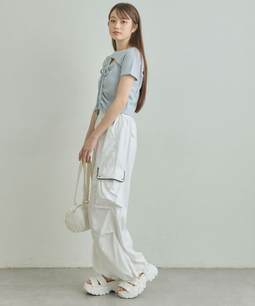「OLIVE des OLIVE」 カーゴパンツ FREE オフホワイト レディース_画像6
