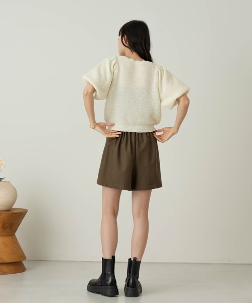 hinari（ヒナリ） カーディガン 半袖 パフスリーブサマーニットカーデ