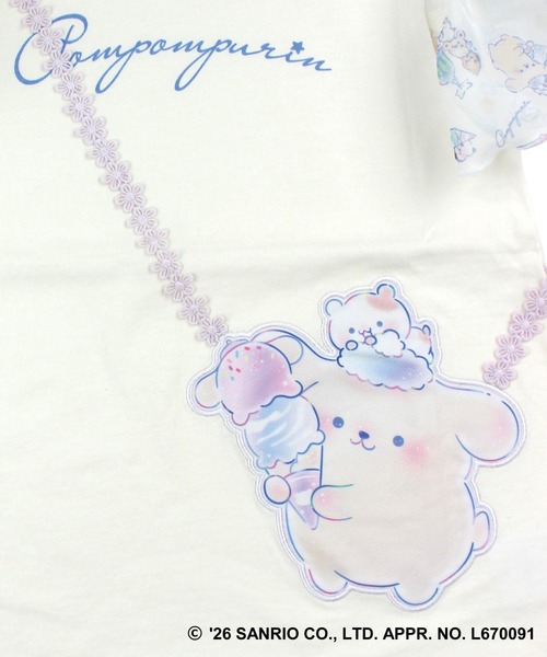 sanrio（サンリオ） tシャツ 「ポムポムプリン」ポシェットTシャツ