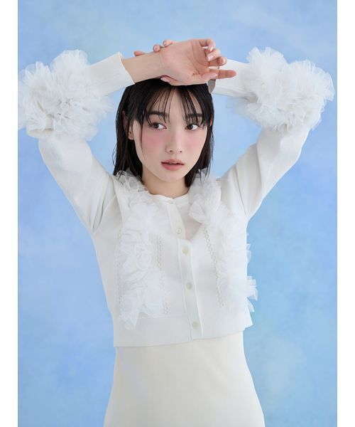SNIDEL（スナイデル） カーディガン UVカットチュールドッキングニット