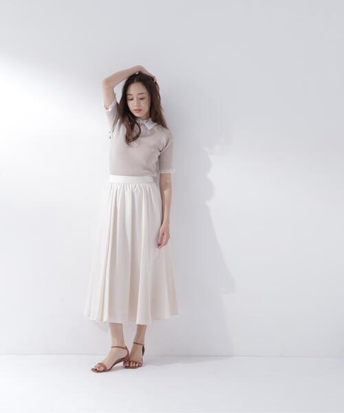 スカート 追加生産/低身長サイズ「ちょうど、いい服」ふんわり春風フレアスカートの画像