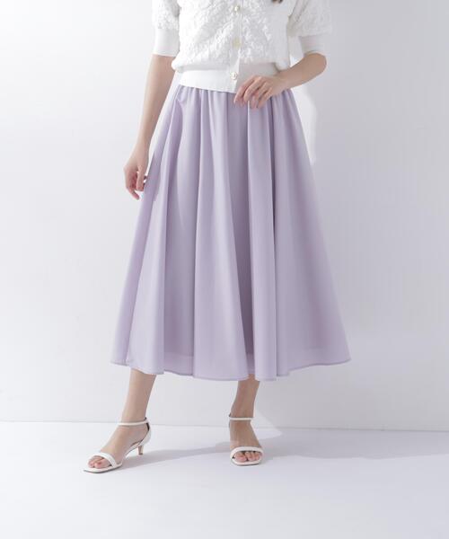 スカート 追加生産/低身長サイズ「ちょうど、いい服」ふんわり春風フレアスカートの画像